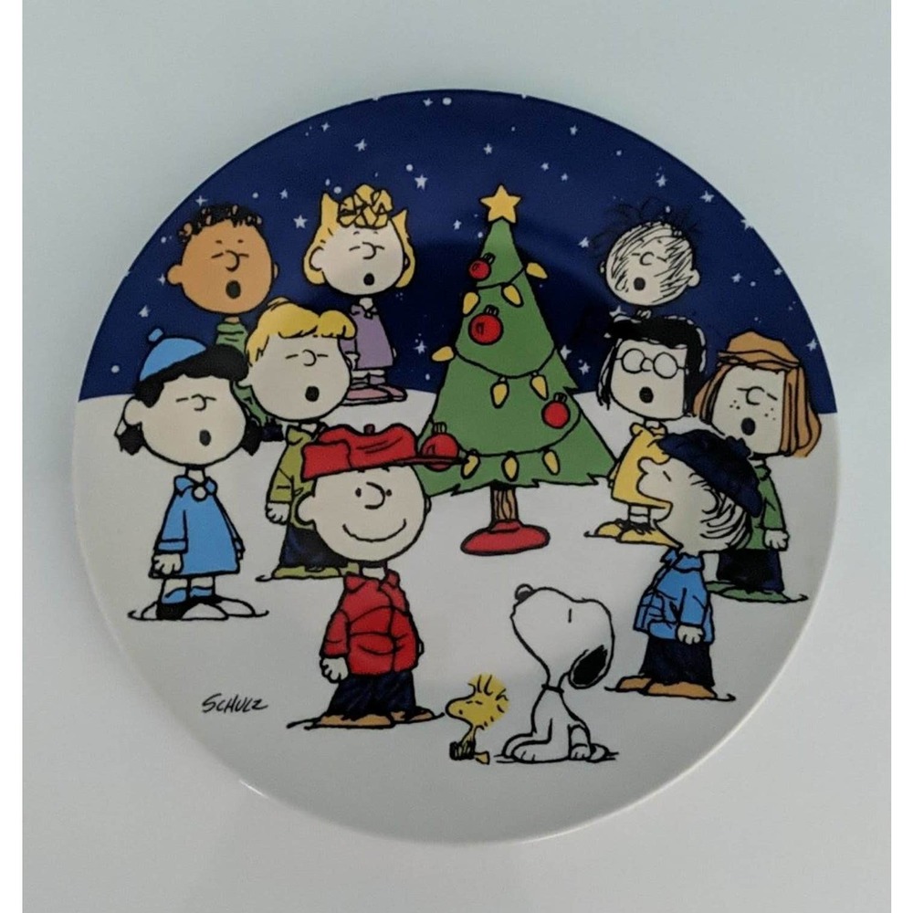 Maud Borup Peanuts Charlie Brown Snoopy Christmas Plate 2018 9"